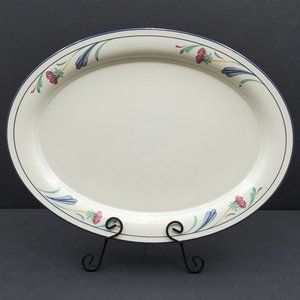 Lenox Chinastone Poppies on Blue Serving Platter Large Oval Dish